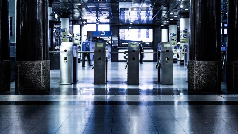 metro station showing machines