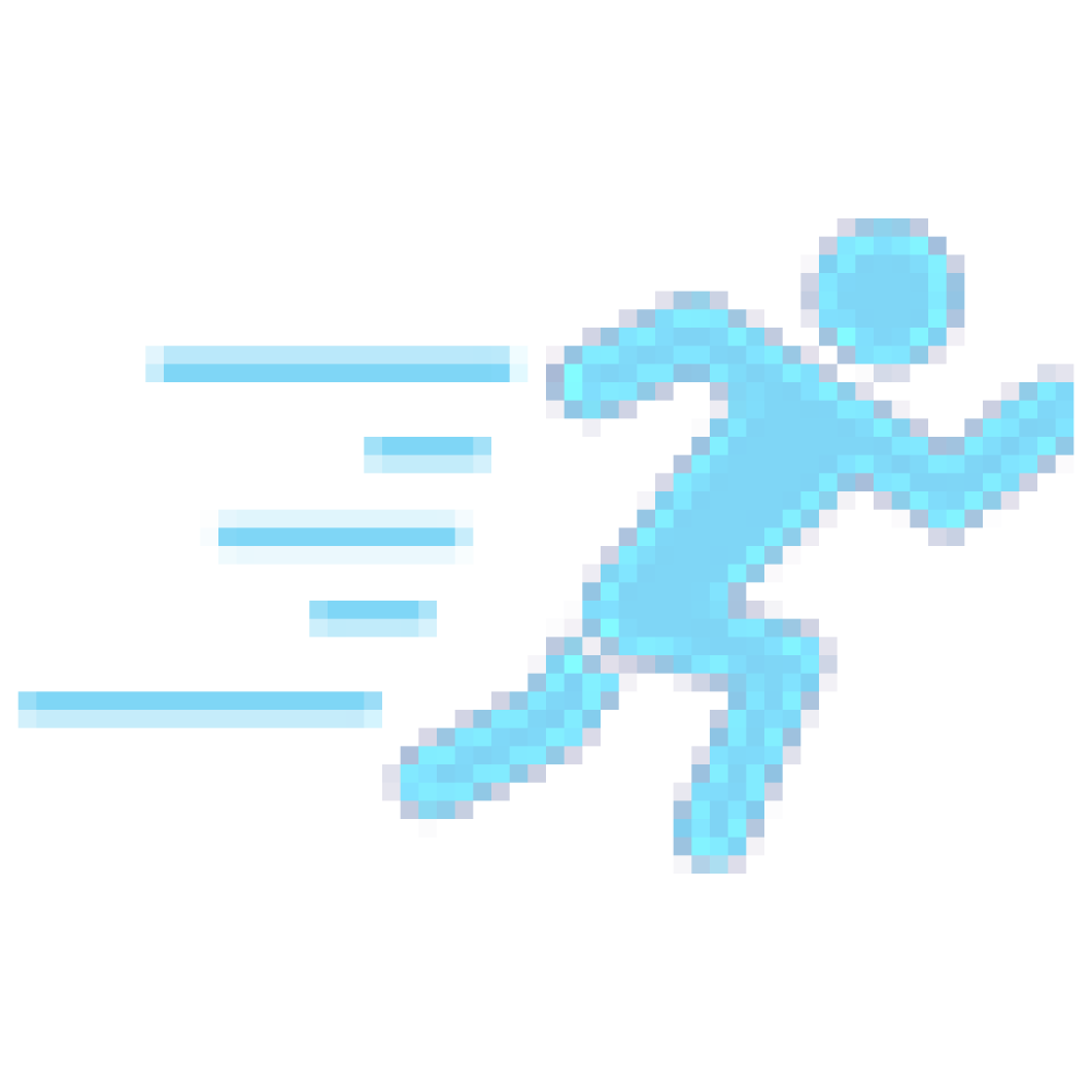 icon: blue fast runner. Verifone Topaz POS, Topaz, Touch and Keyboard POS