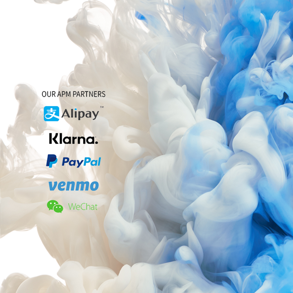 Clouds with APM provider logos - Alipay, Klarna, PayPal, Venmo, WeChat Pay