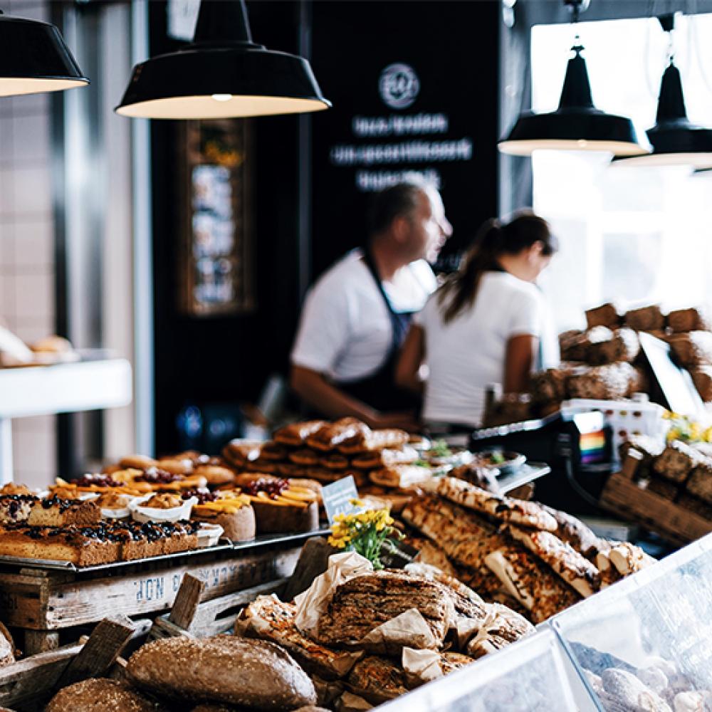 Inside a bakery