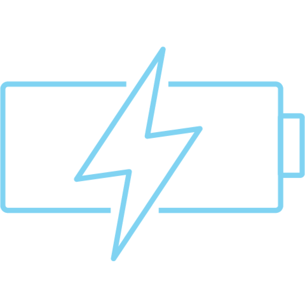 Battery with a lightning symbol to show a charging battery
