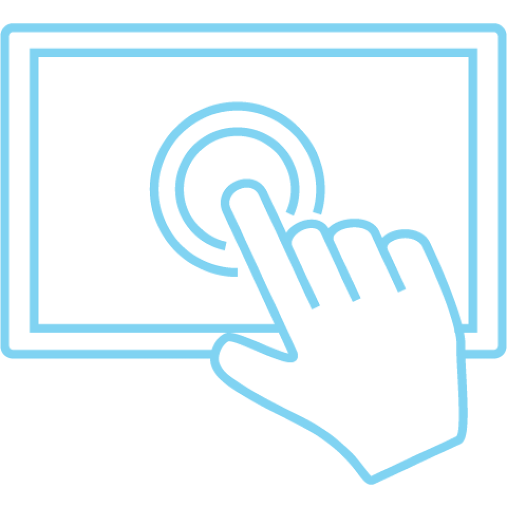 A finger touching the screen