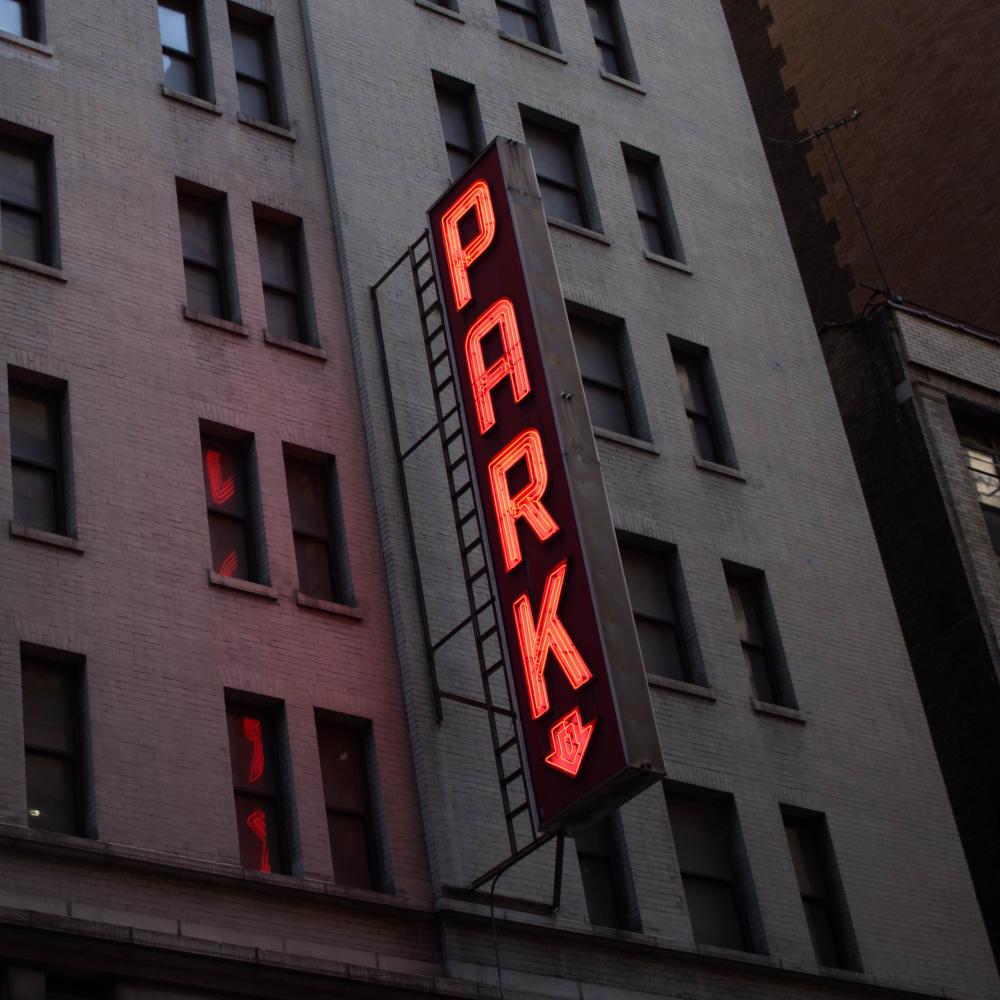 park sign on a building