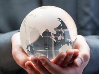 Person holding the world in hands