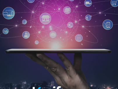 Tablet med grafiske ikoner ovenover