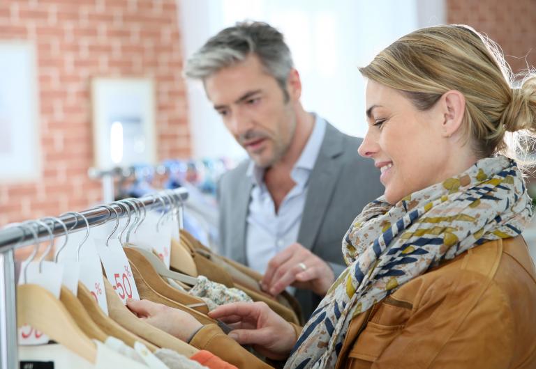 Two people shopping
