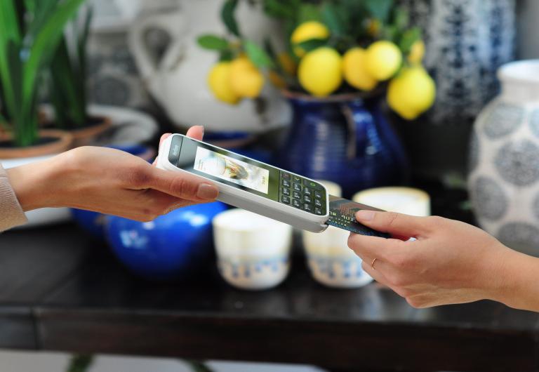 mobile payment device in a home decorating store