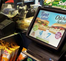 photo of Verifone iOrder point of sale on a convenience store counter. Verifone iOrder, Foodservice Kiosk, Self-Order Kiosk, Convenience Store Kiosk, C-Store Kiosk